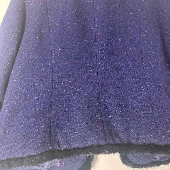 Talbots Speckled wool faux fur trim Navy blazer size 12p - Picture 10 of 12